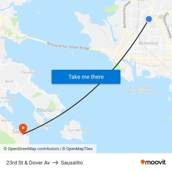 23rd St & Dover Av to Sausalito map