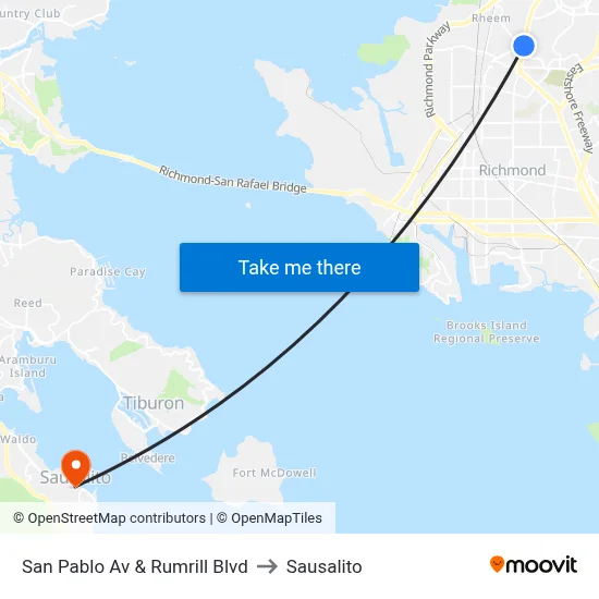 San Pablo Av & Rumrill Blvd to Sausalito map