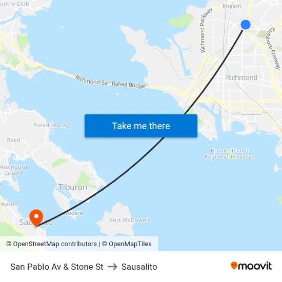 San Pablo Av & Stone St to Sausalito map