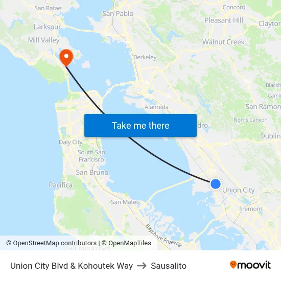 Union City Blvd & Kohoutek Way to Sausalito map