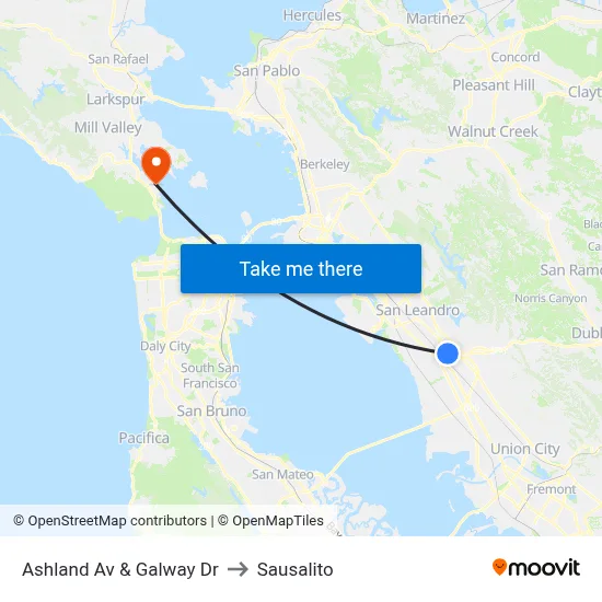 Ashland Av & Galway Dr to Sausalito map