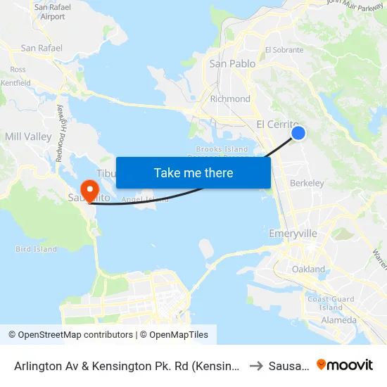 Arlington Av & Kensington Pk. Rd (Kensington Lib.) to Sausalito map
