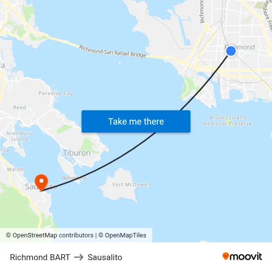 Richmond BART to Sausalito map