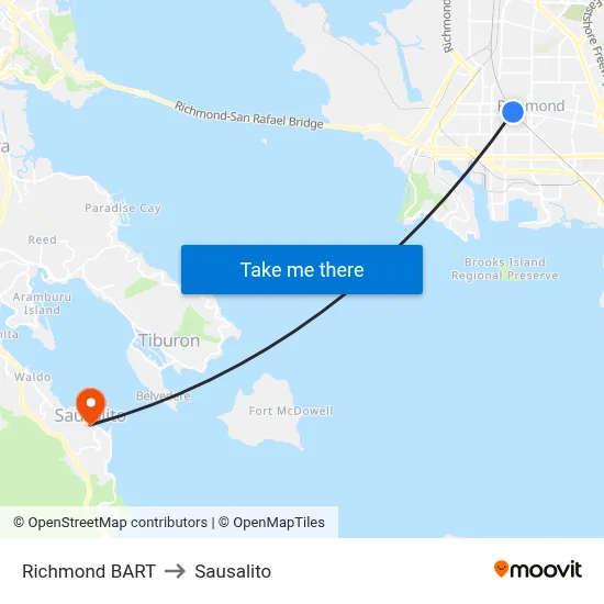 Richmond BART to Sausalito map