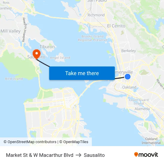Market St & W Macarthur Blvd to Sausalito map
