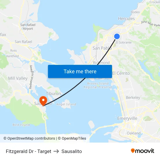 Fitzgerald Dr - Target to Sausalito map