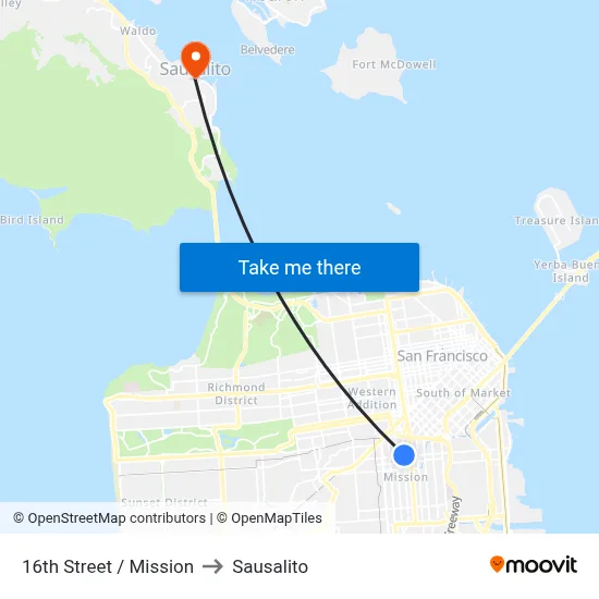 16th Street / Mission to Sausalito map