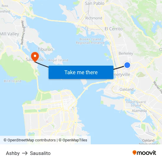 Ashby to Sausalito map