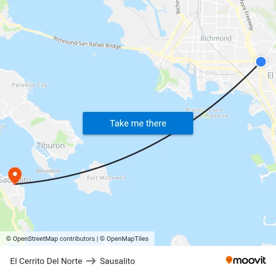 El Cerrito Del Norte to Sausalito map