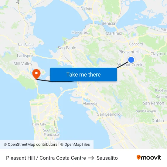 Pleasant Hill / Contra Costa Centre to Sausalito map