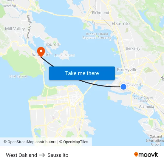 West Oakland to Sausalito map