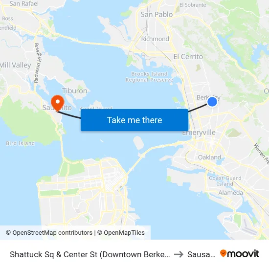 Shattuck Sq & Center St (Downtown Berkeley BART) to Sausalito map