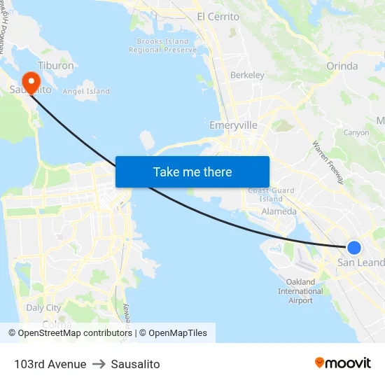 103rd Avenue to Sausalito map