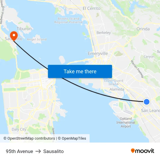 95th Avenue to Sausalito map