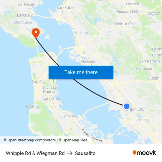 Whipple Rd & Wiegman Rd to Sausalito map