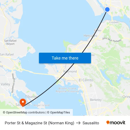 Porter St & Magazine St (Norman King) to Sausalito map