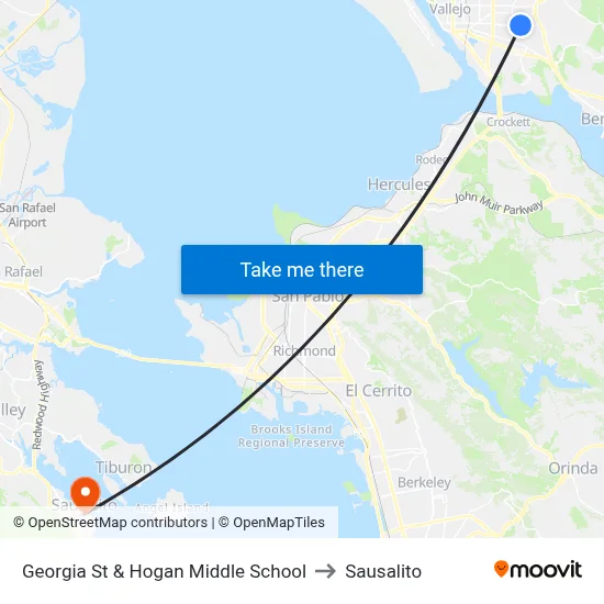 Georgia St & Hogan Middle School to Sausalito map