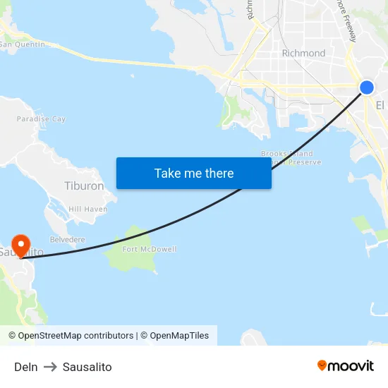 Deln to Sausalito map
