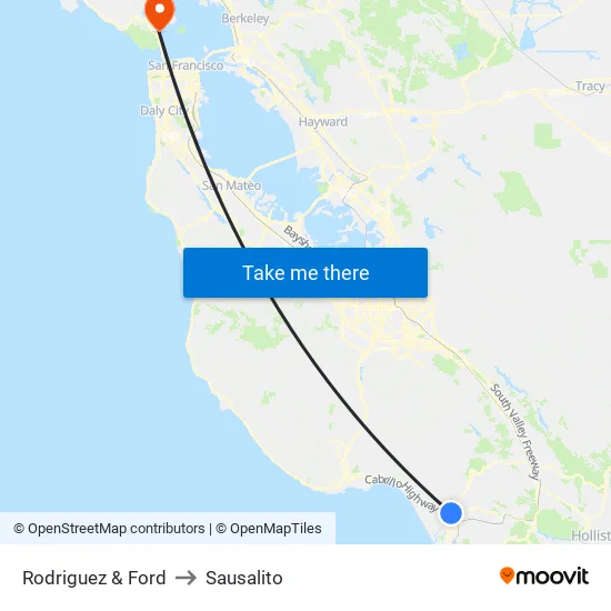 Rodriguez & Ford to Sausalito map