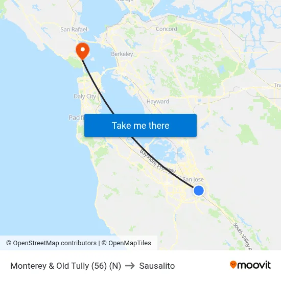 Monterey & Old Tully (56) (N) to Sausalito map