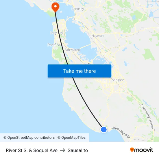 River St S. & Soquel Ave to Sausalito map