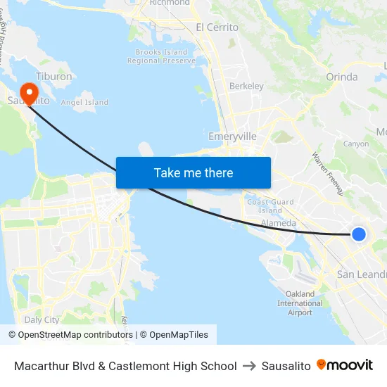 Macarthur Blvd & Castlemont High School to Sausalito map