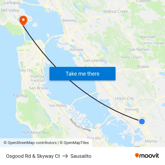 Osgood Rd & Skyway Ct to Sausalito map