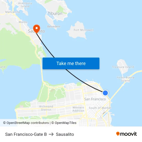 San Francisco-Gate B to Sausalito map