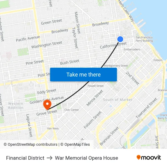Financial District to War Memorial Opera House map