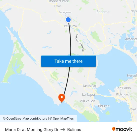 Maria Dr at Morning Glory Dr to Bolinas map