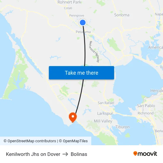 Kenilworth Jhs on Dover to Bolinas map