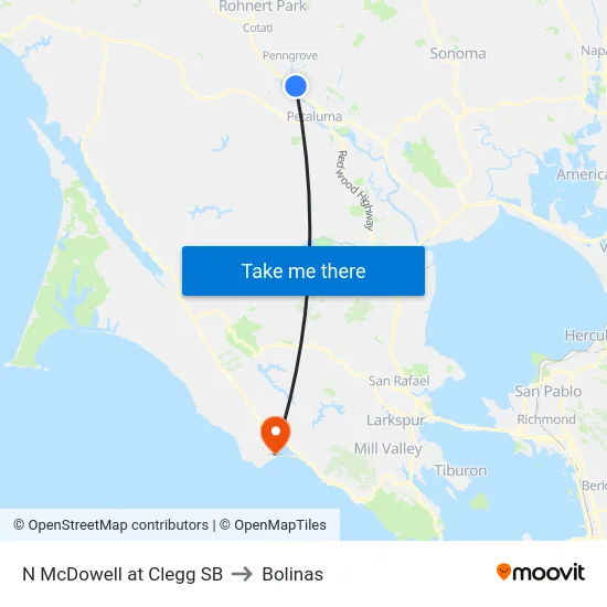 N McDowell at Clegg SB to Bolinas map