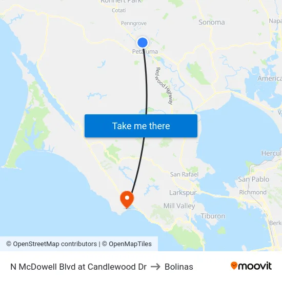 N McDowell Blvd at Candlewood Dr to Bolinas map