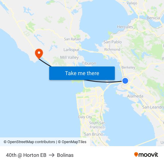 40th @ Horton EB to Bolinas map