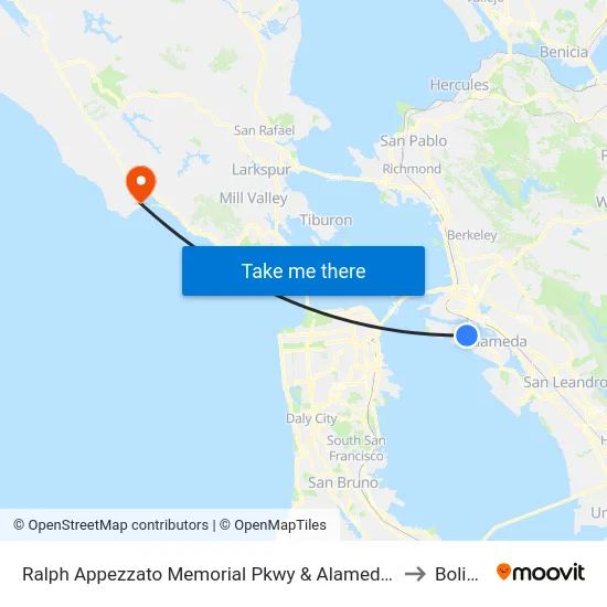 Ralph Appezzato Memorial Pkwy & Alameda College to Bolinas map