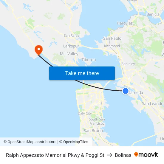 Ralph Appezzato Memorial Pkwy & Poggi St to Bolinas map