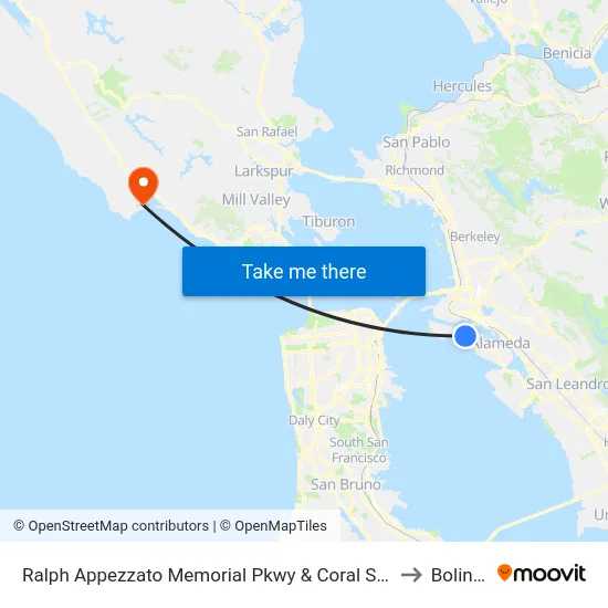Ralph Appezzato Memorial Pkwy & Coral Sea St to Bolinas map