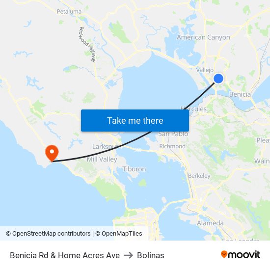 Benicia Rd & Home Acres Ave to Bolinas map