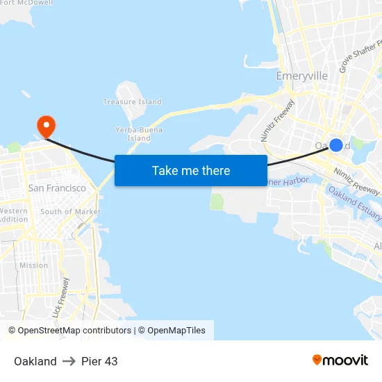 Oakland to Pier 43 map
