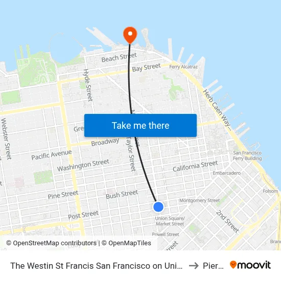 The Westin St Francis San Francisco on Union Square to Pier 43 map