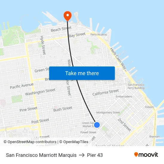 San Francisco Marriott Marquis to Pier 43 map