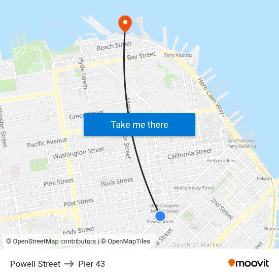 Powell Street to Pier 43 map