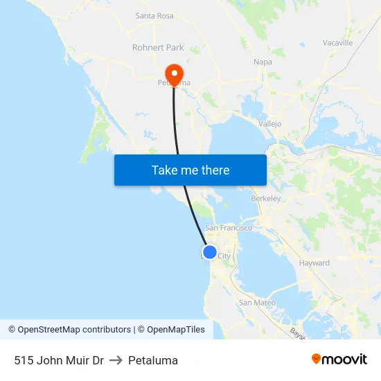 515 John Muir Dr to Petaluma map