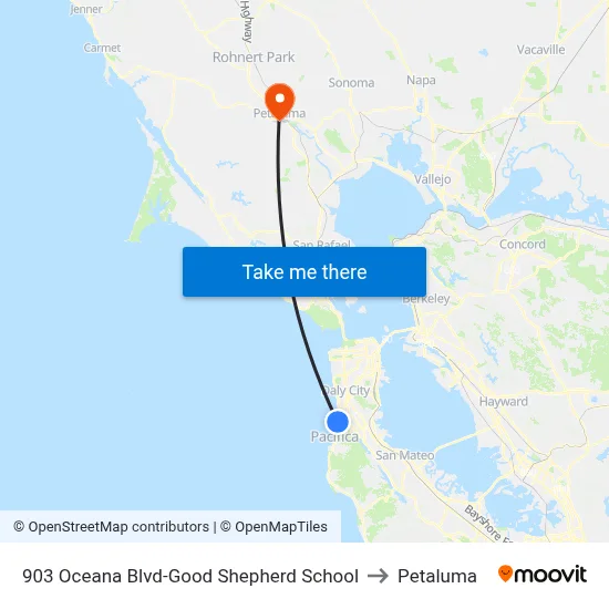 903 Oceana Blvd-Good Shepherd School to Petaluma map