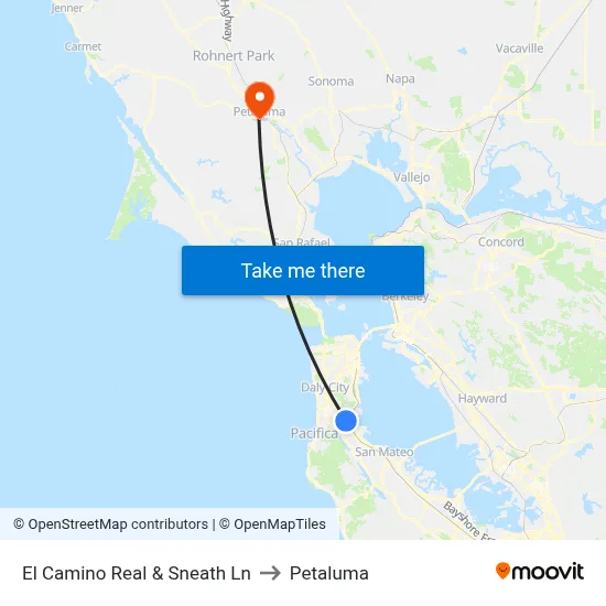 El Camino Real & Sneath Ln to Petaluma map