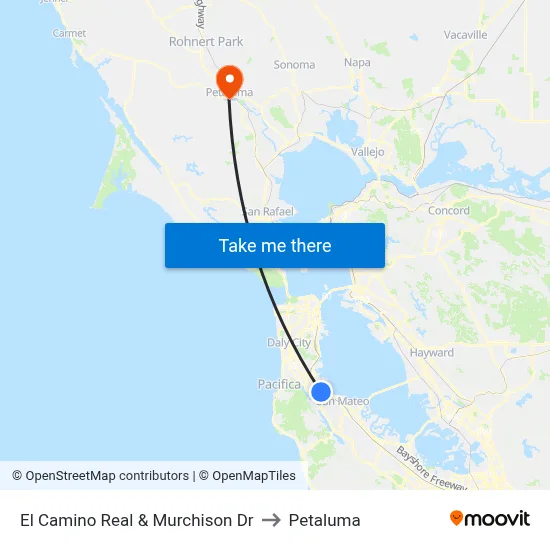 El Camino Real & Murchison Dr to Petaluma map