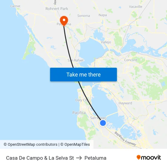 Casa De Campo & La Selva St to Petaluma map