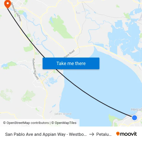 San Pablo Ave and Appian Way - Westbound to Petaluma map