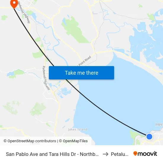 San Pablo Ave and Tara Hills Dr - Northbound to Petaluma map