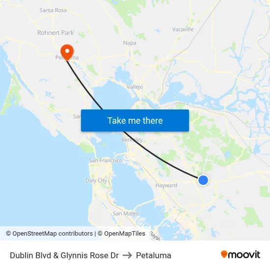 Dublin Blvd & Glynnis Rose Dr to Petaluma map